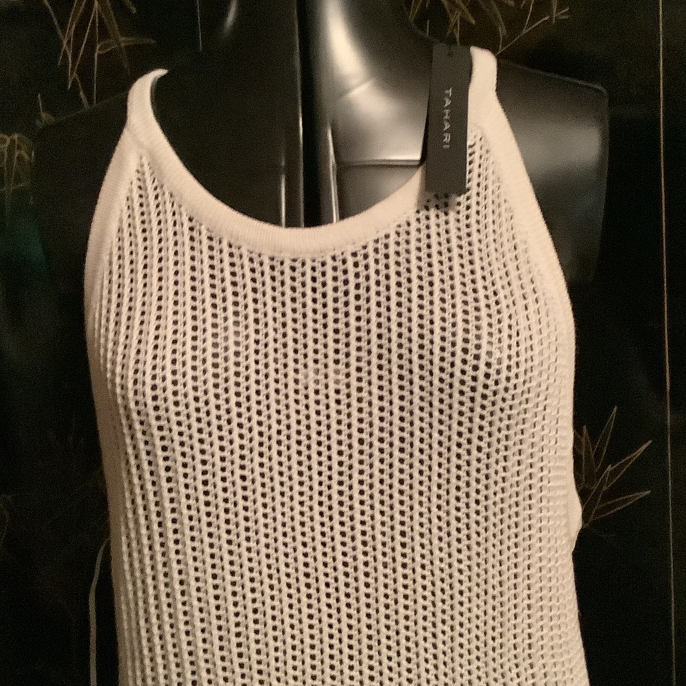 NWT Tahari Cream Open-Knit Swim Coverup Maxi